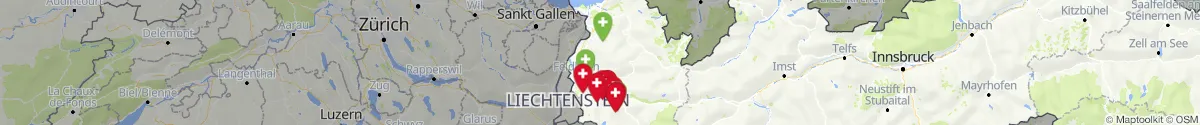 Kartenansicht für Apotheken-Notdienste in der Nähe von Raggal (Bludenz, Vorarlberg)